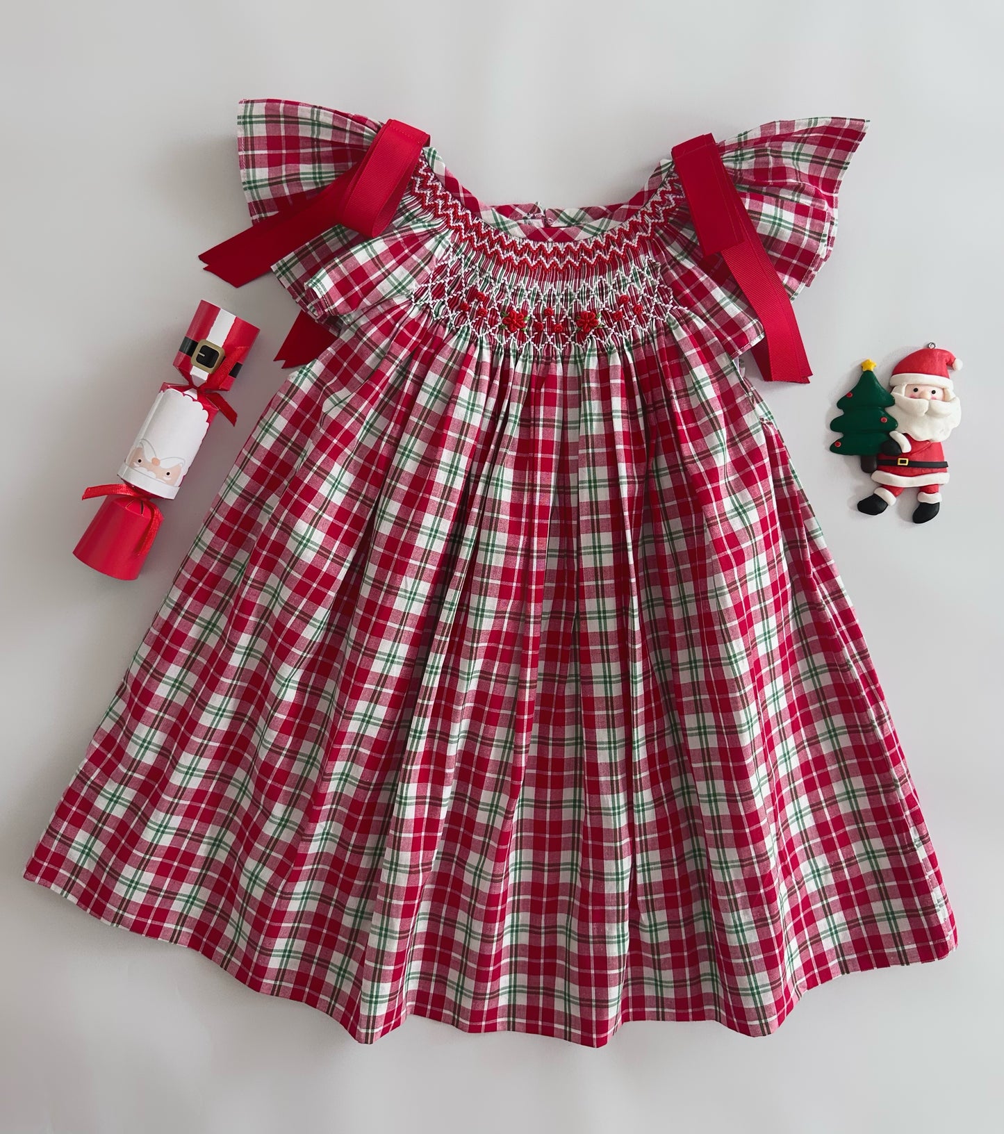 Christmas Tartan Smocked Dress